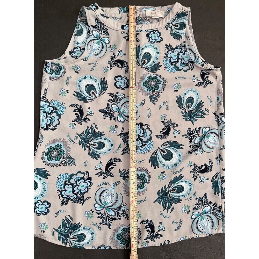 LOFT Floral Paisley Sleeveless Tank Top Blouse Womens XXSP Grey Green Blue Y2K - Picture 5 of 6